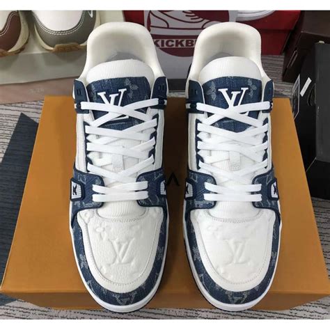 louis vuitton mens sneakers blue|blue and white lv sneakers.